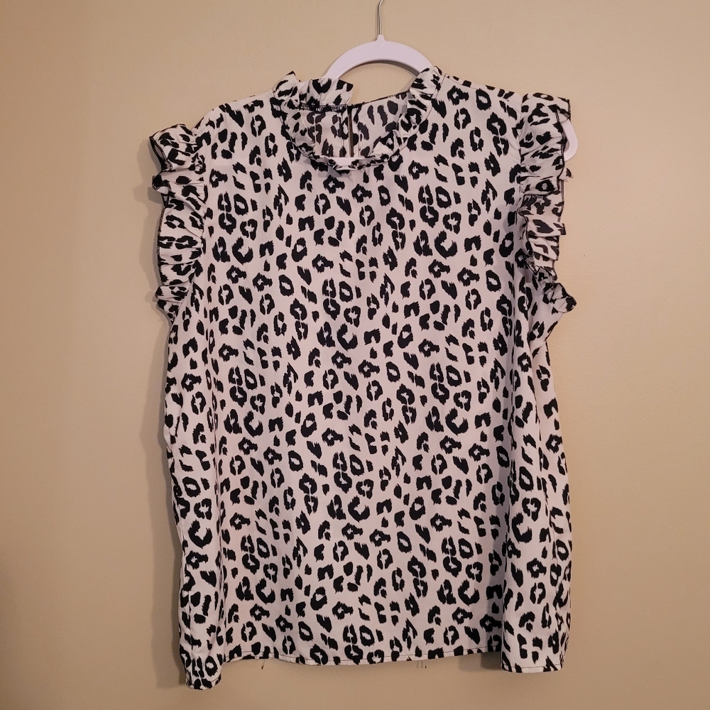 Cap Sleeved Cheetah Blouse